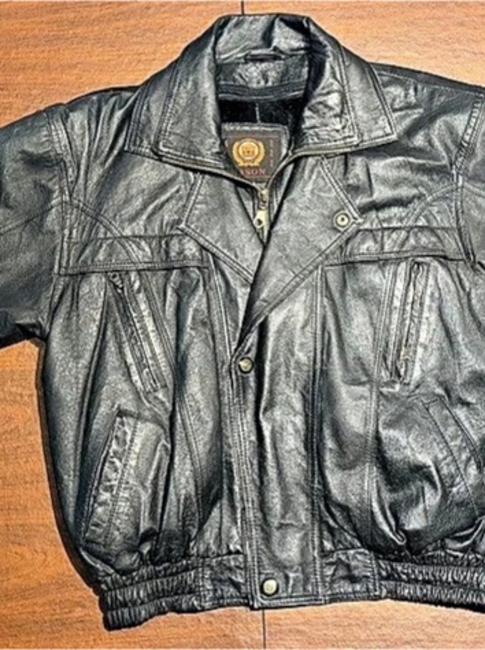JASON leather bomber jacket Black Large